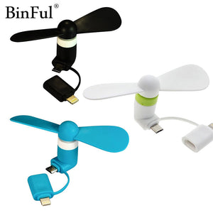 BinFul 100% tested Mini 2 in 1 Portable Micro USB Fan For iPhone 5 6 hand Fan for Samsung HTC Android OTG Smartphones USB Gadget